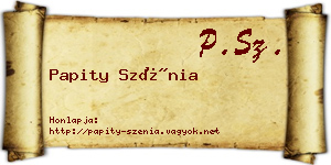 Papity Szénia névjegykártya